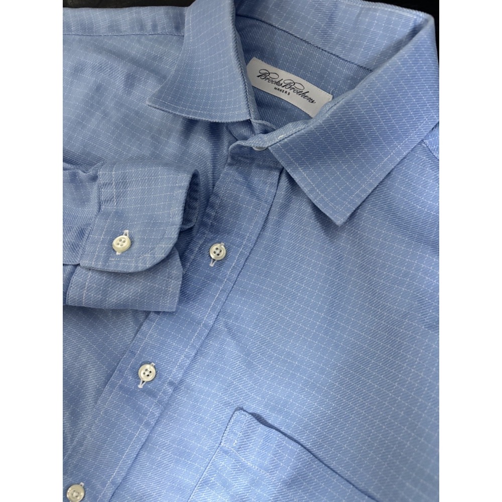 Brooks Brothers Makers Blue Geometric Cotton Button Down Shirt Mens 15.5-33 USA